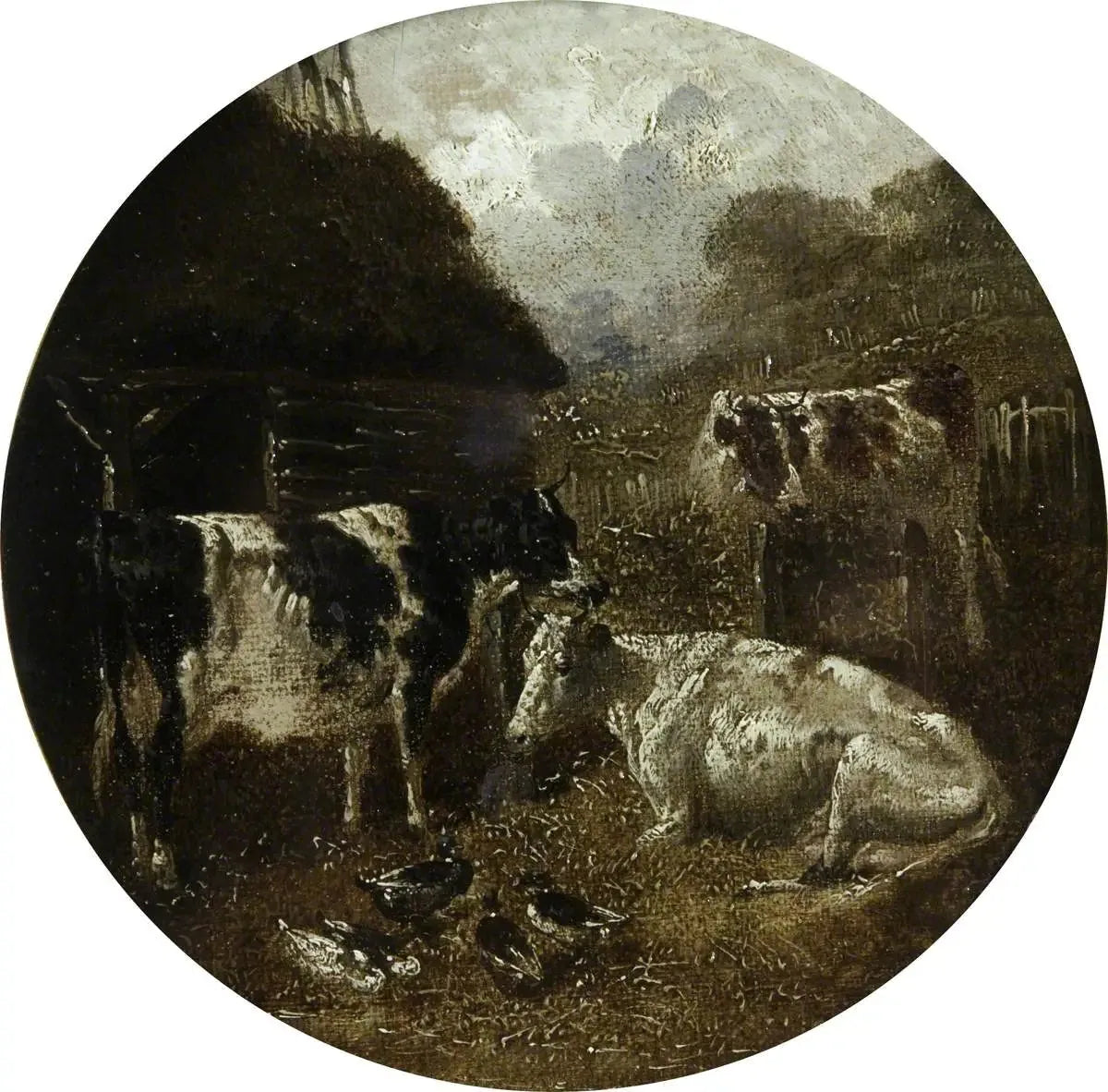Huit scènes de ferme circulaires : vaches - John Frederick Herring, Sr. image 1 tableau peint à l’huile sur toile