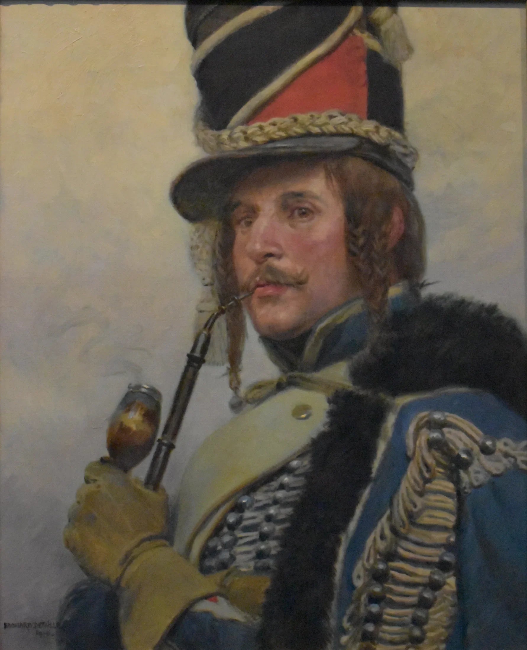 Hussard fumant la pipe - Édouard Detaille image 1 reproduction artisanale de tableau