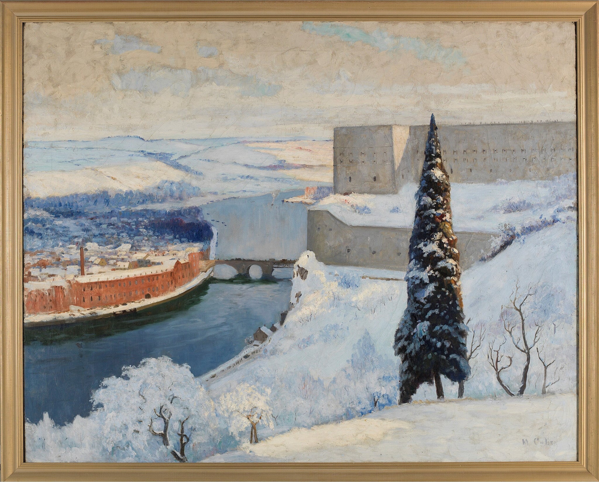 Huy sur la Meuse, sur la route du Rhin - Maurice Galbraith Cullen image 1 copie de tableau peinte à la main