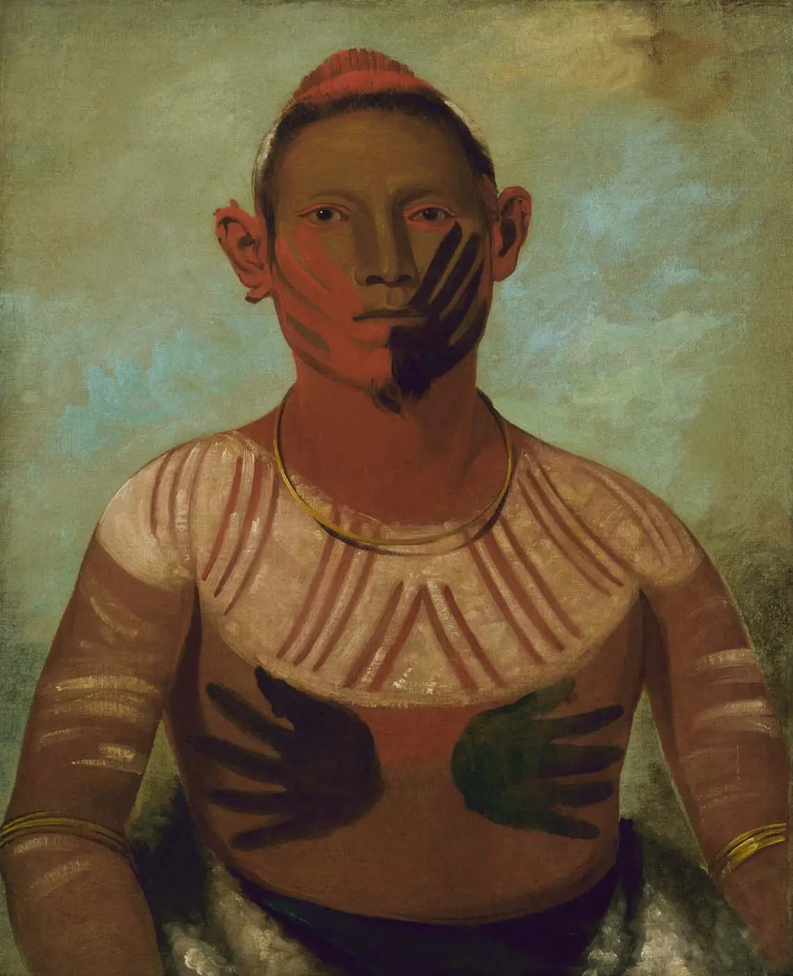 I-o-wáy, l'un des principaux guerriers de Black Hawk - George Catlin image 1 copie peinte à la main à l’huile