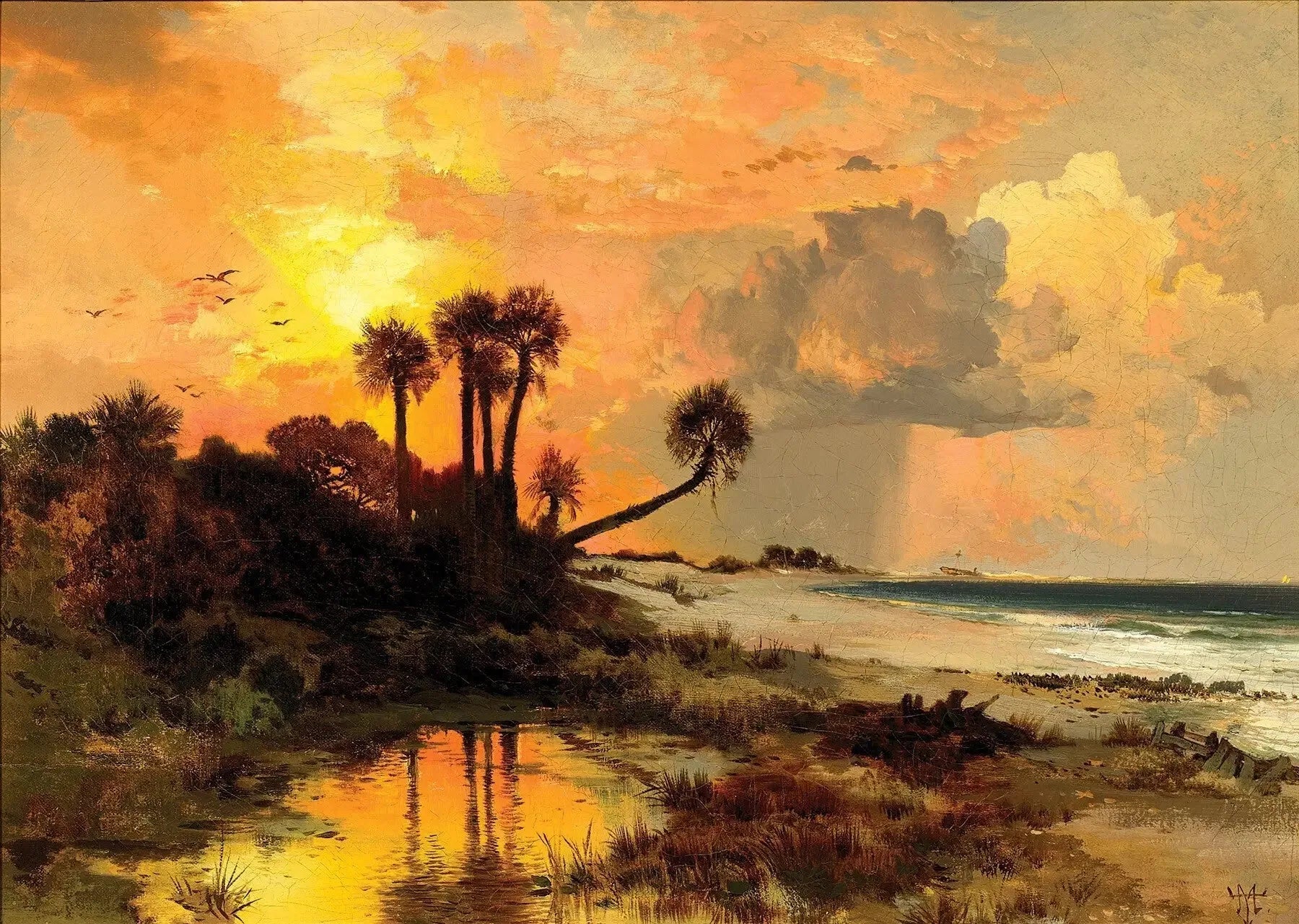 Île de Fort George - Thomas Moran image 1 copie de tableau peinte à la main
