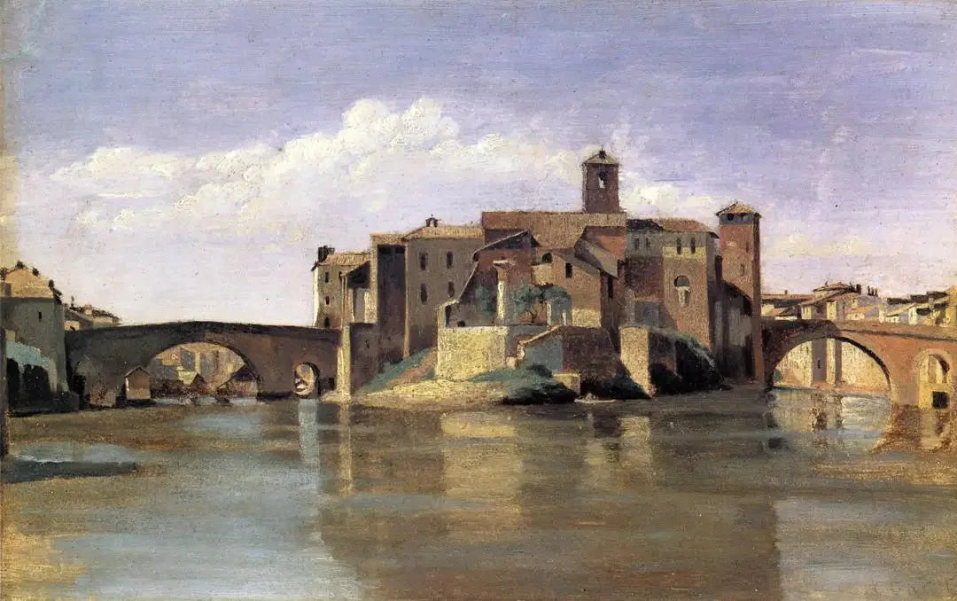 Île de San Bartolomeo - Jean-Baptiste Camille Corot image 1 copie peinte à la main à l’huile