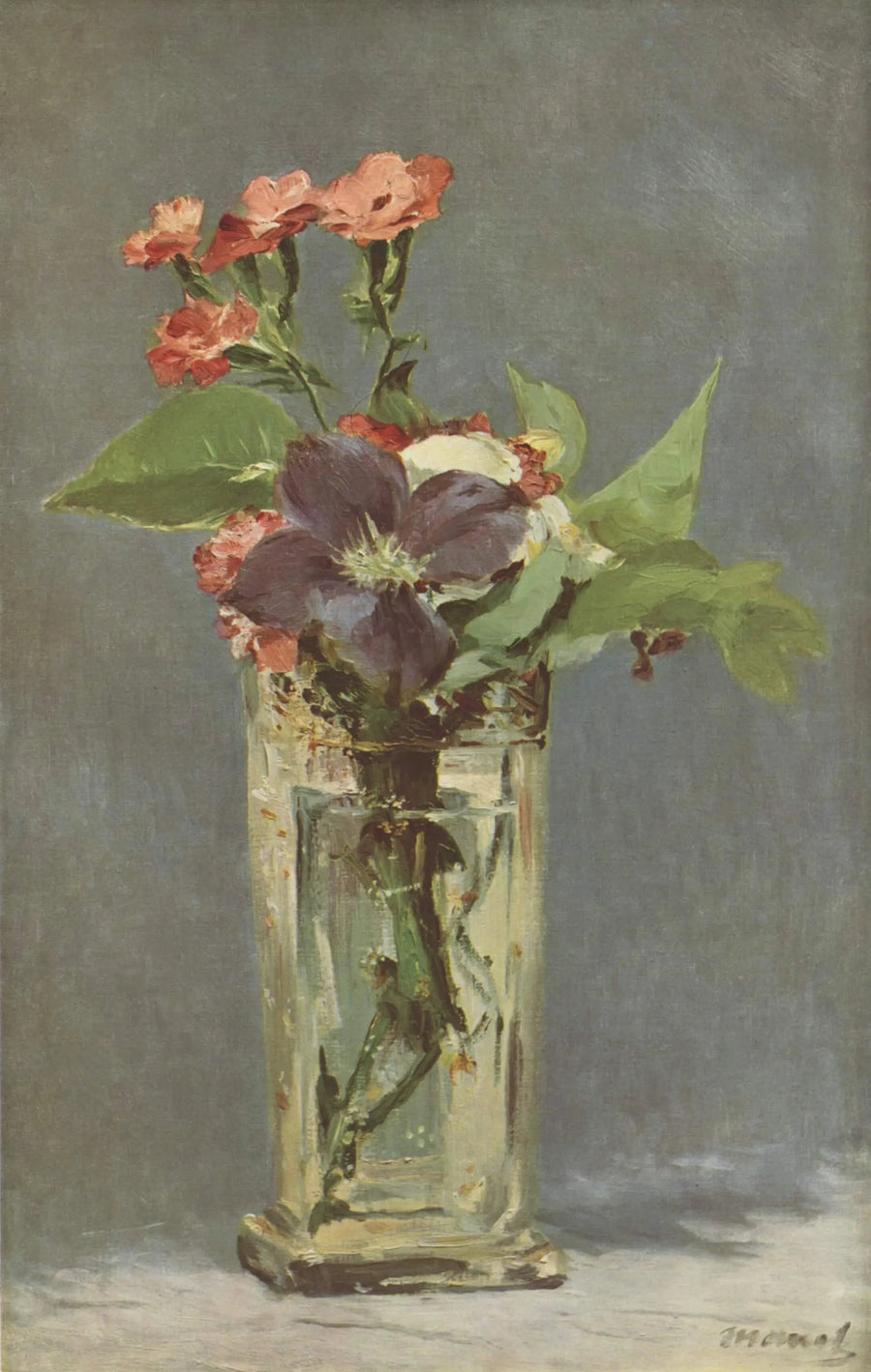 Œillets et clématite dans un vase de cristal - Édouard Manet