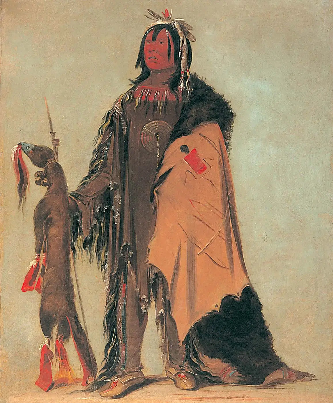 In-ne-ó-cose, l'enfant de Buffalo, un guerrier - George Catlin image 1 copie peinte à la main à l’huile