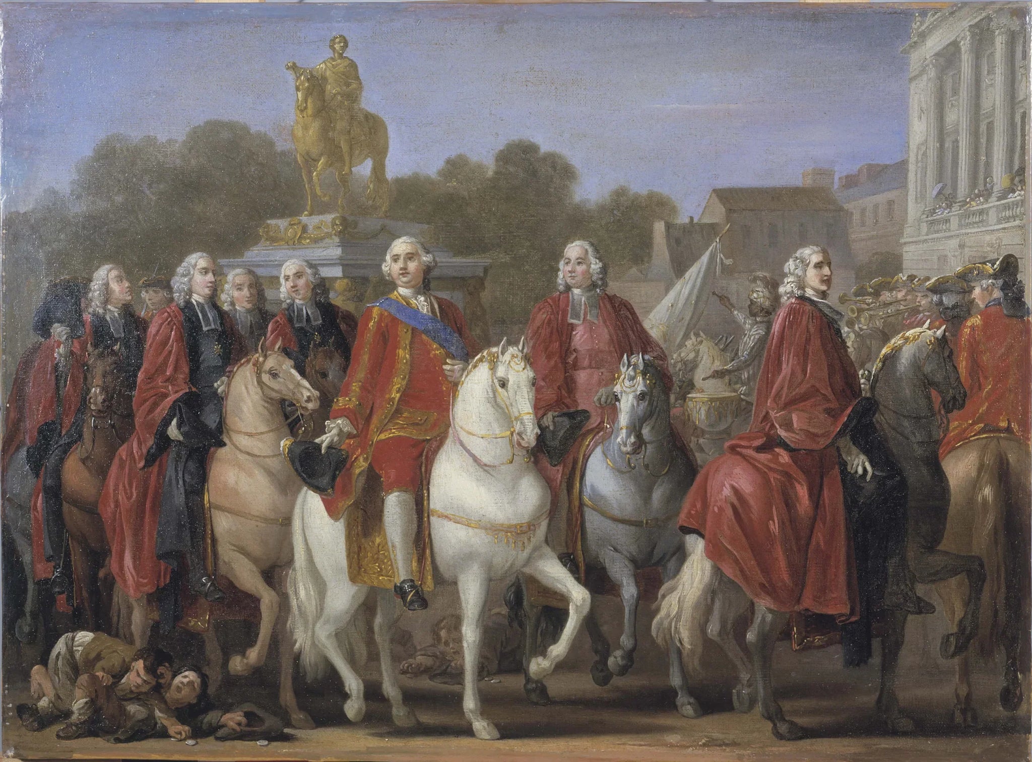 Inauguration de la statue de Louis XV sur la place du même nom, par le corps de la Ville de Paris, le 20 juin 1763 - Joseph-Marie Vien image 1 copie peinte à la main à l’huile