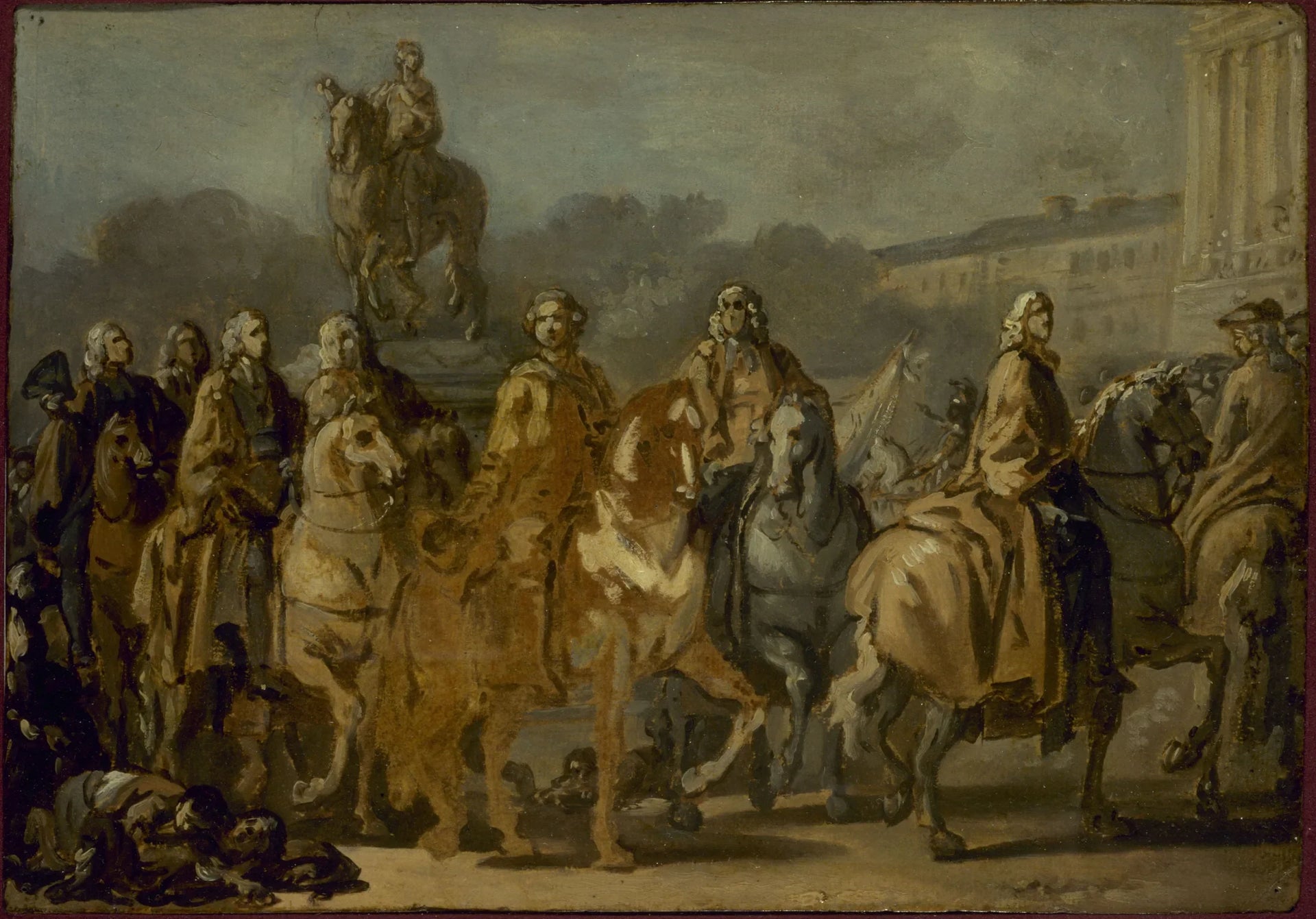 Inauguration de la statue de Louis XV, sur la place du même nom, par le corps de la Ville de Paris, le 20 juin 1763 - Joseph-Marie Vien image 1 reproduction artisanale de tableau