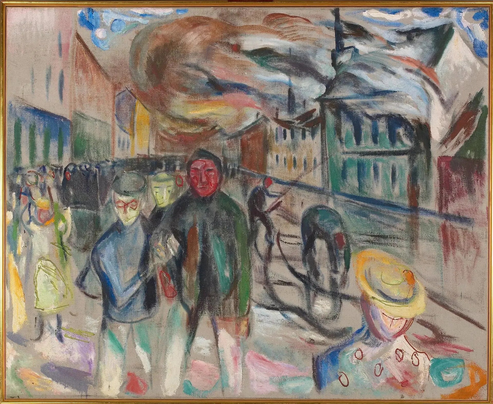 Incendie à Grønland - Edvard Munch image 1 copie de tableau peinte à la main