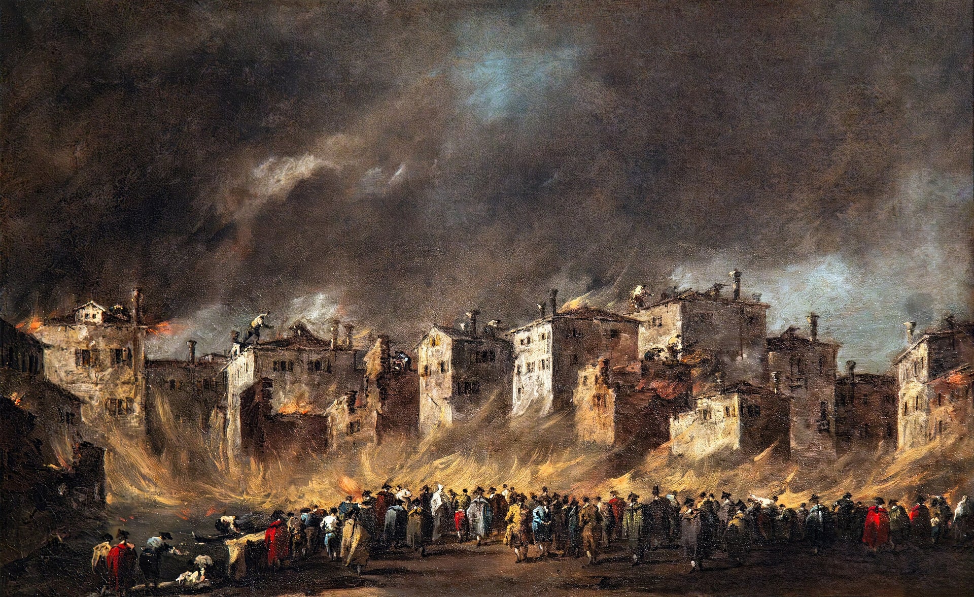Incendie dans les entrepôts d'huile de San Marcuola - Francesco Guardi image 1 reproduction réalisée par Alpha Reproduction