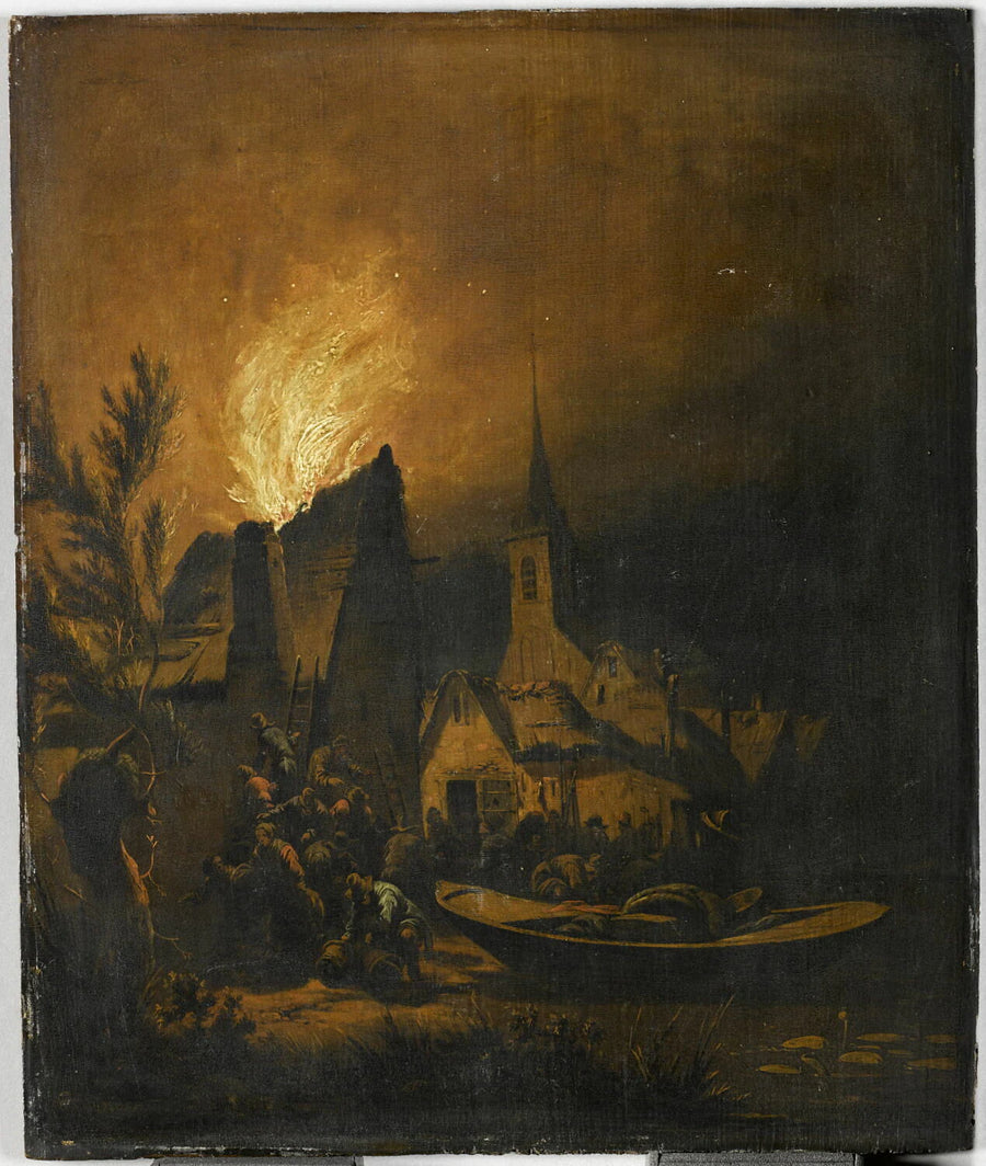 Incendie dans un village - Egbert van der Poel