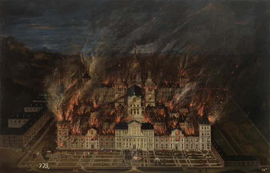 Incendie du monastère de l'Escurial en 1671 - Artiste inconnu