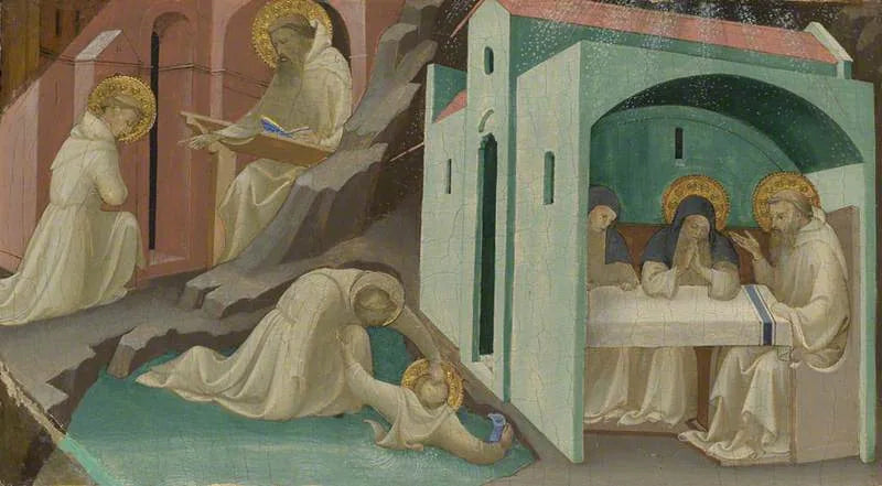 Incidents de la vie de saint Benoît - Lorenzo Monaco image 1 reproduction artisanale de tableau