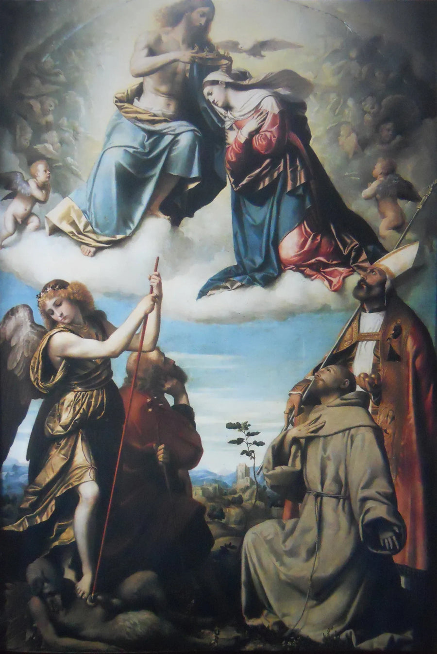 Incoronation de la Vierge avec les saints Michele Arcangelo, Giuseppe, Francesco d'Assisi et Nicola di Bari - Alessandro Bonvicino