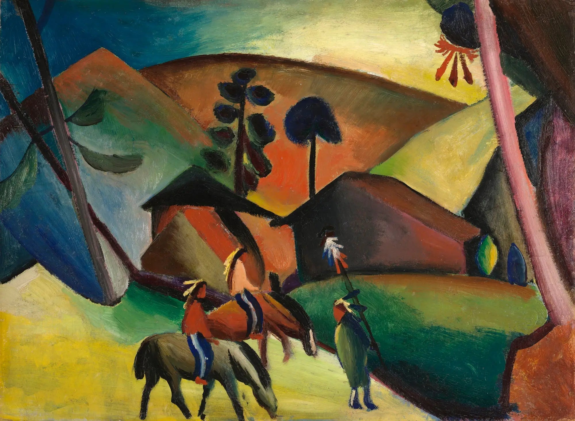 Indiens à cheval - August Macke image 1 reproduction artisanale de tableau