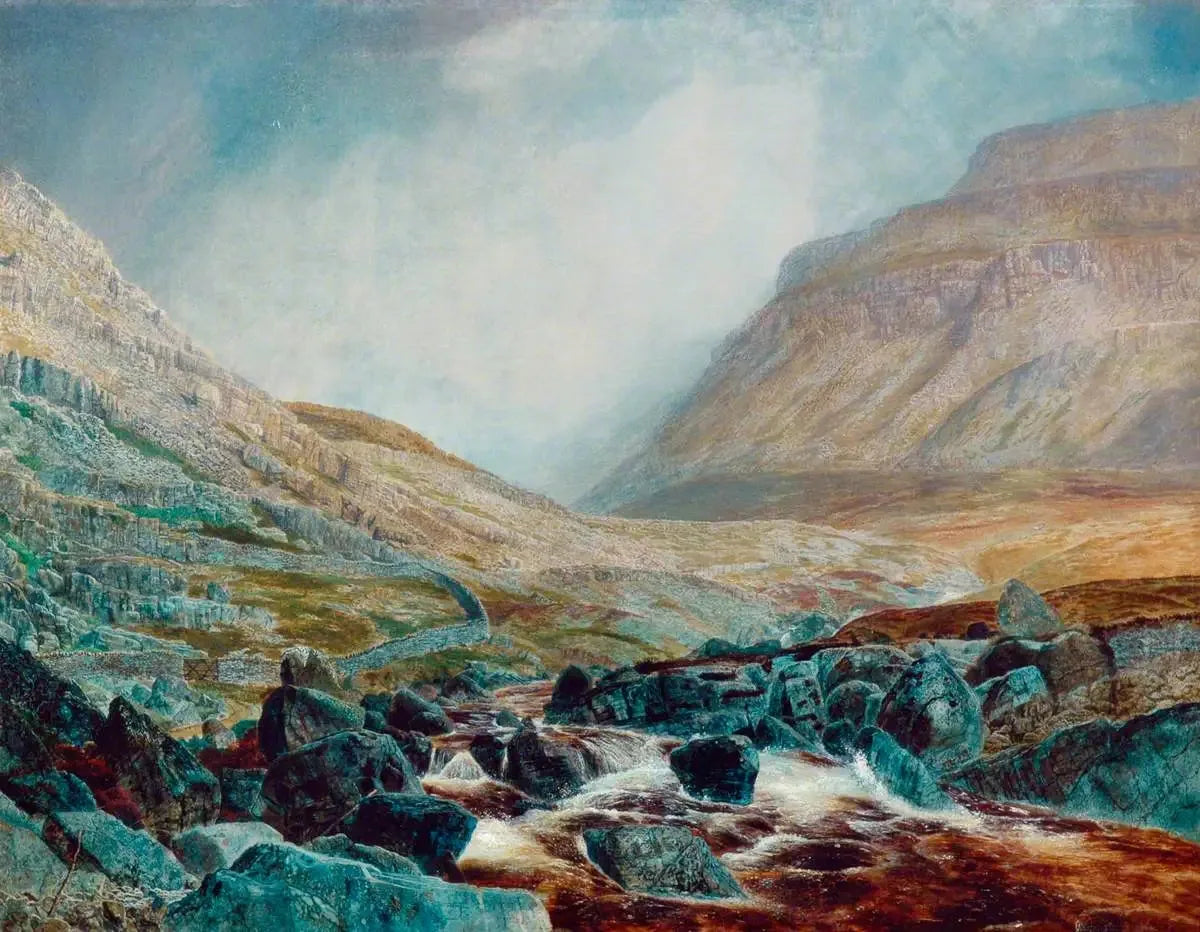 Ingleborough vu de sous White Scar, couches de calcaire du Yorkshire - John Atkinson Grimshaw image 1 reproduction artisanale de tableau