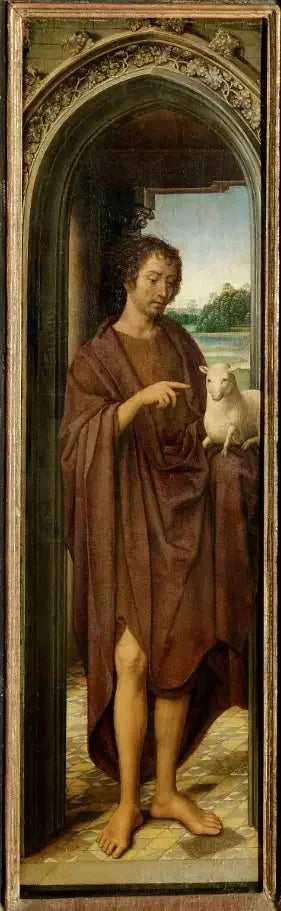 Innenflügel des Johannesaltärchen: Johannes der Täufer - Hans Memling