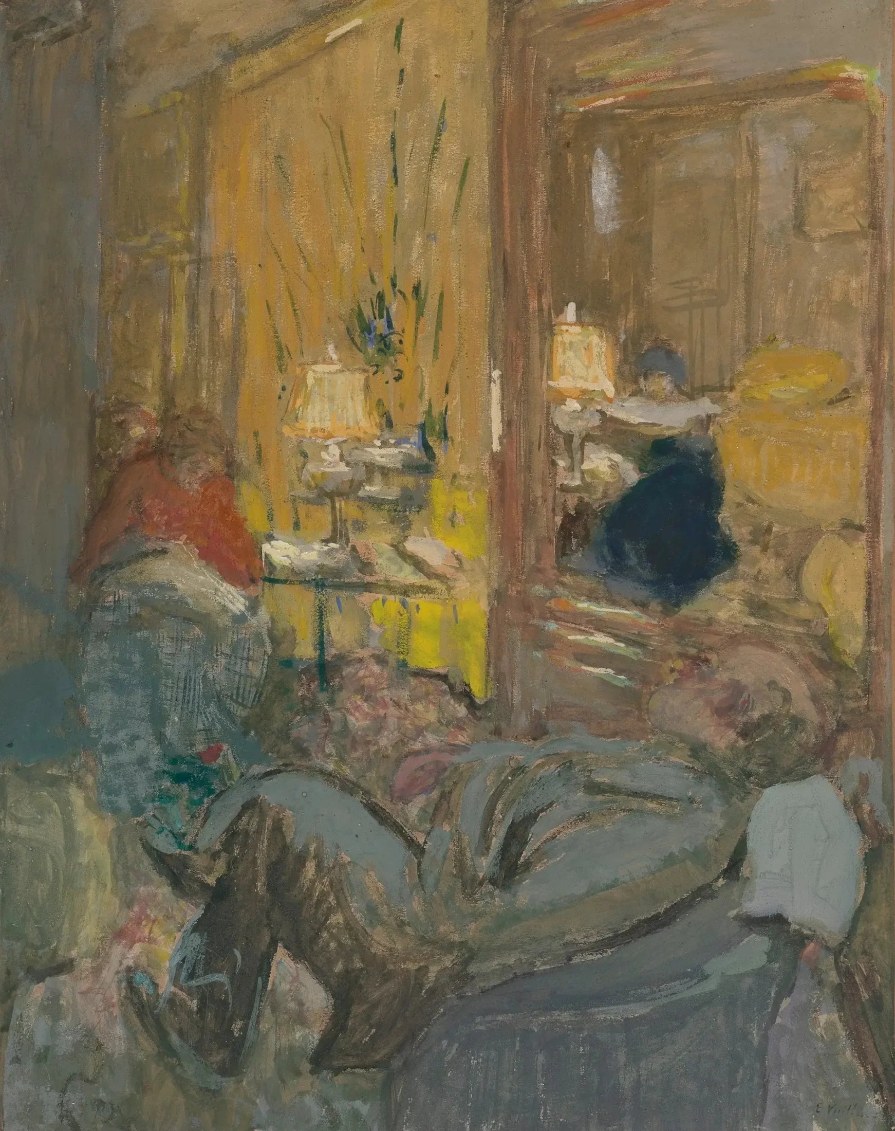 Intérieur aux trois personnages - Édouard Vuillard image 1 reproduction de peinture à l’huile