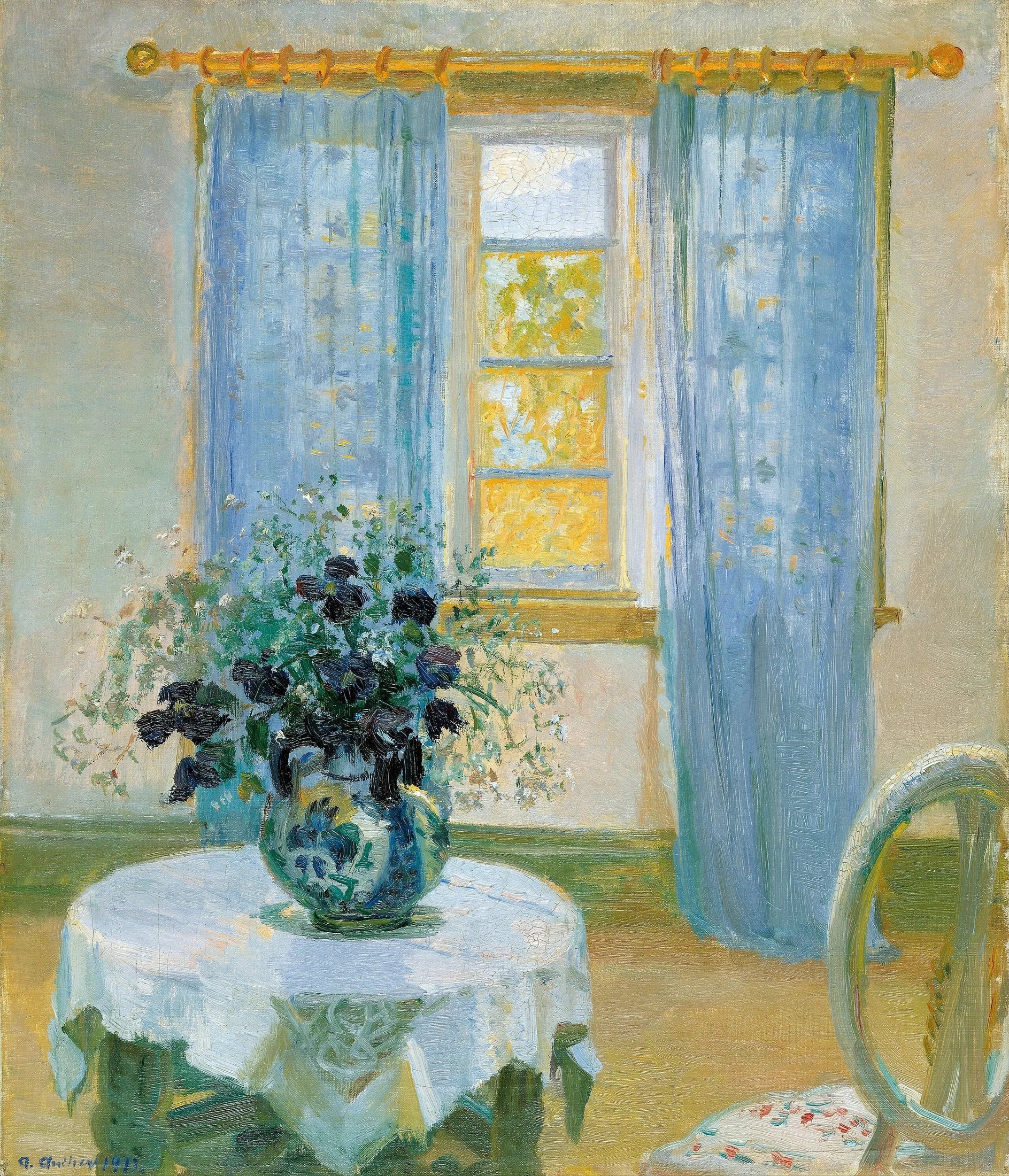 Intérieur avec clématite - Anna Ancher image 1 reproduction de peinture à l’huile