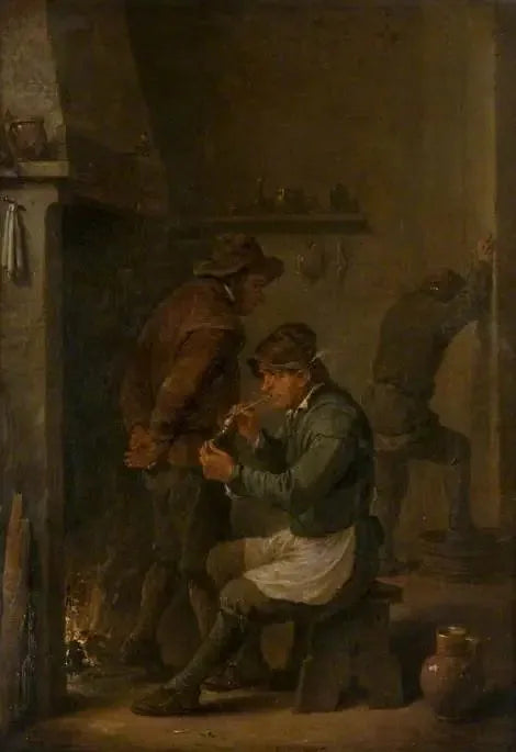 Intérieur avec des paysans devant un feu - David Teniers le Jeune image 1 reproduction d’œuvre d’art à l’huile