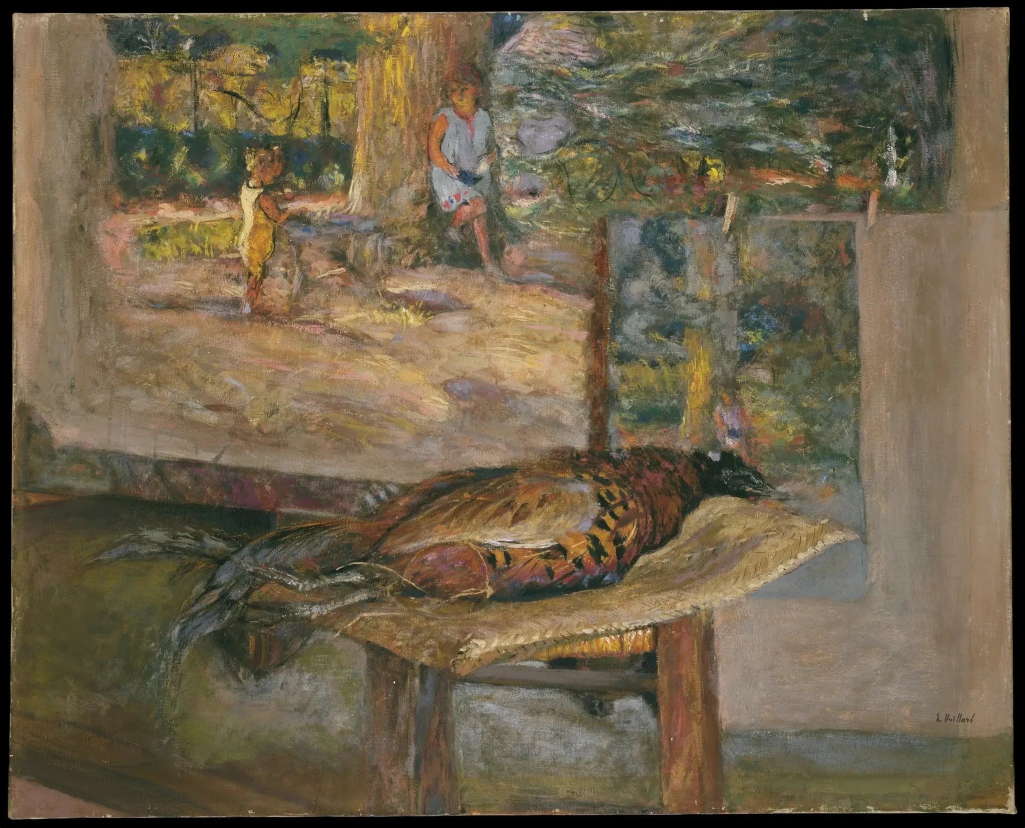 Intérieur avec peintures et faisan - Édouard Vuillard image 1 copie peinte à la main à l’huile