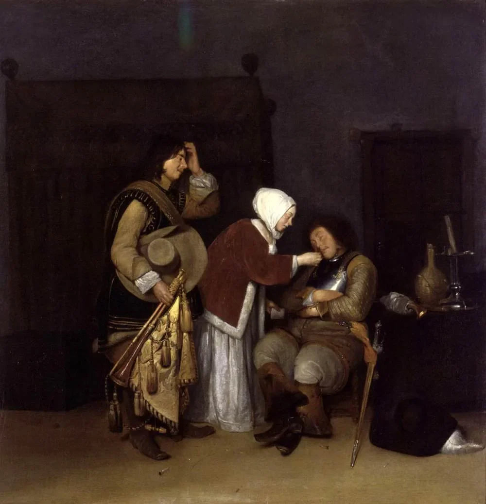 Intérieur avec un soldat endormi - Gerard ter Borch image 1 tableau peint à l’huile sur toile