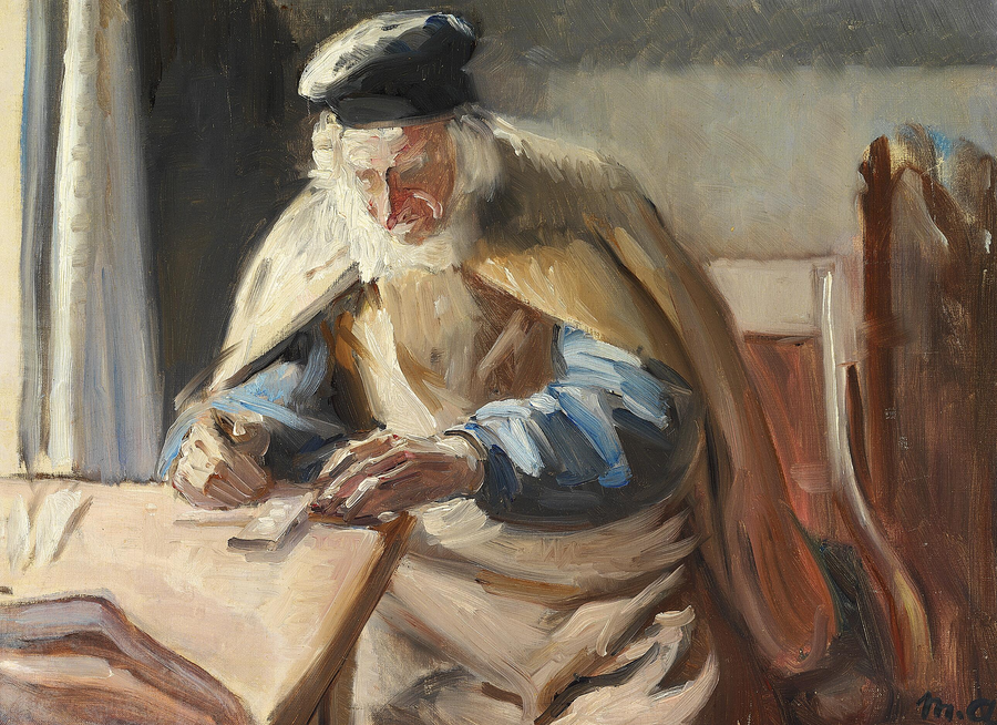 Intérieur avec un vieil homme. - Michael Peter Ancher