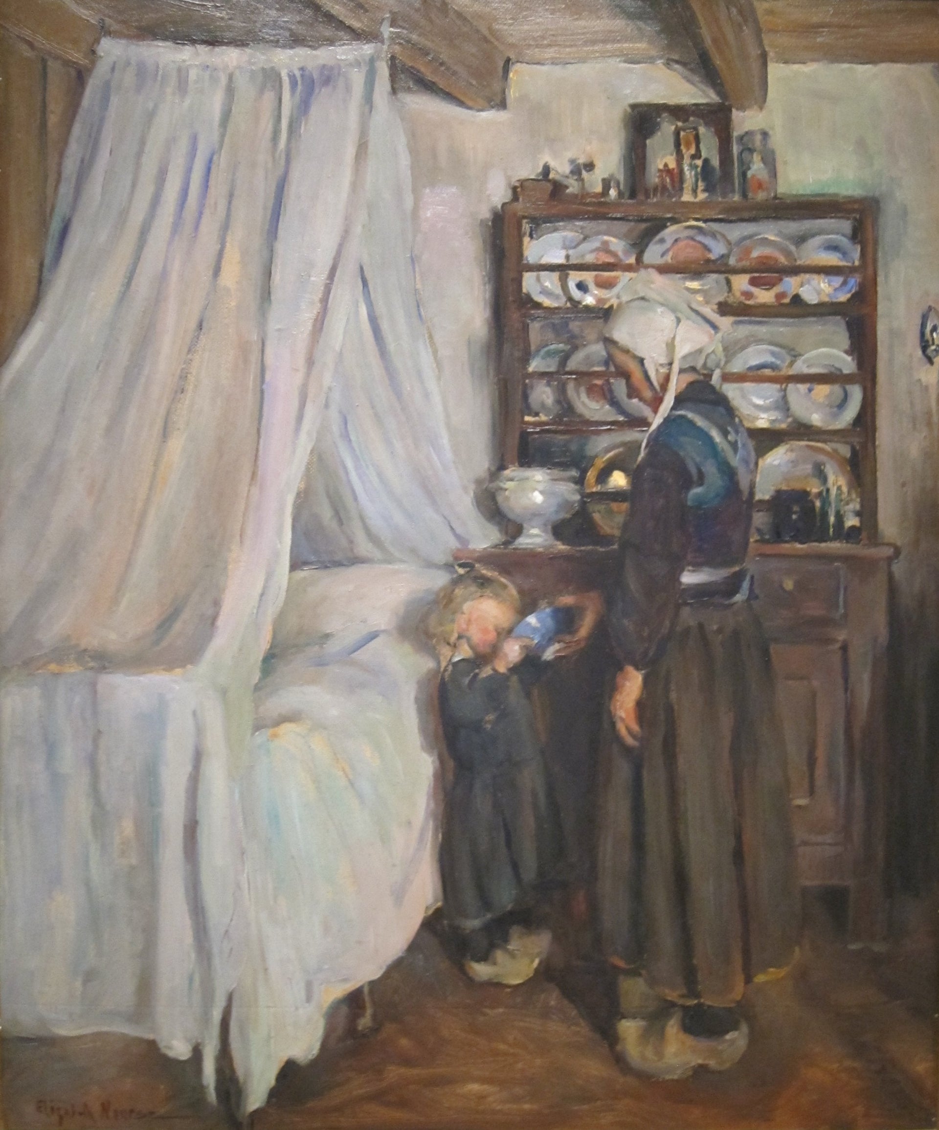 Intérieur breton - Elizabeth Nourse image 1 reproduction d’œuvre d’art à l’huile
