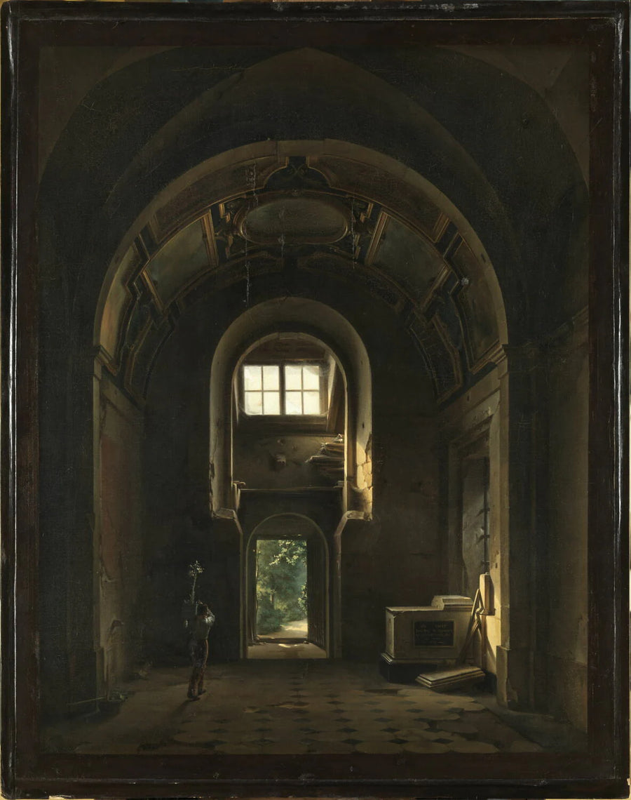Intérieur d'une chapelle de l'église des Feuillants à Paris. La chapelle Saint-Philippe, avec le tombeau de Raymond de Pélippeaux (+ 1629), secrétaire et conseiller du roi. - Louis-Jacques Mandé Daguerre