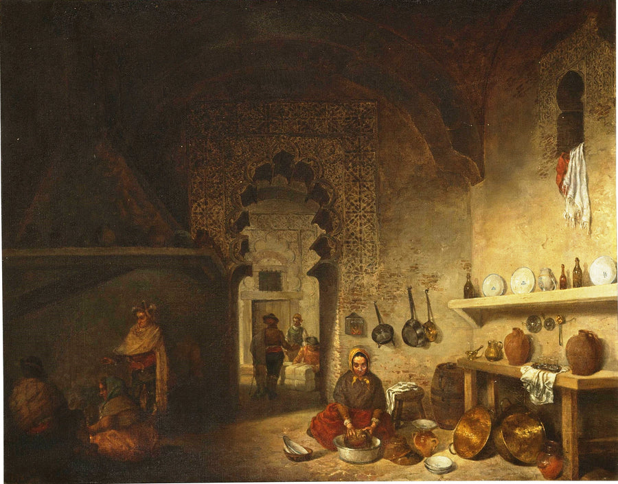 Intérieur de la cuisine d'une auberge de la ville de Maqueda - Cecilio Pizarro