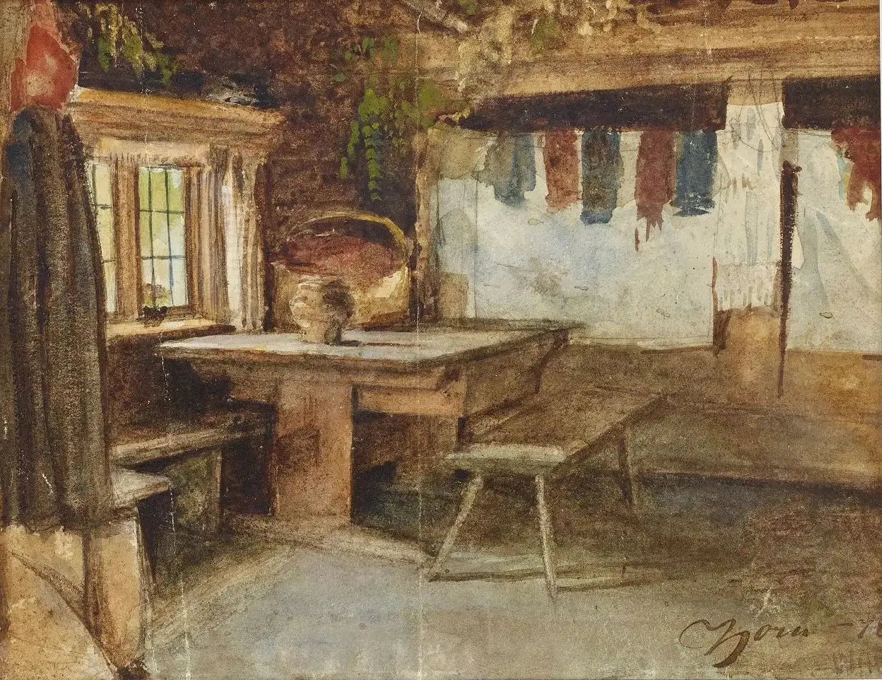Intérieur d'un chalet à Mora - Anders Zorn image 1 tableau peint à l’huile sur toile