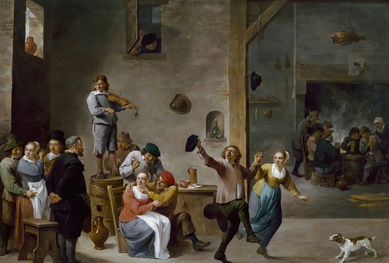 Intérieur d'une auberge avec des paysans dansants - David Teniers le Jeune image 1 reproduction d’œuvre d’art à l’huile