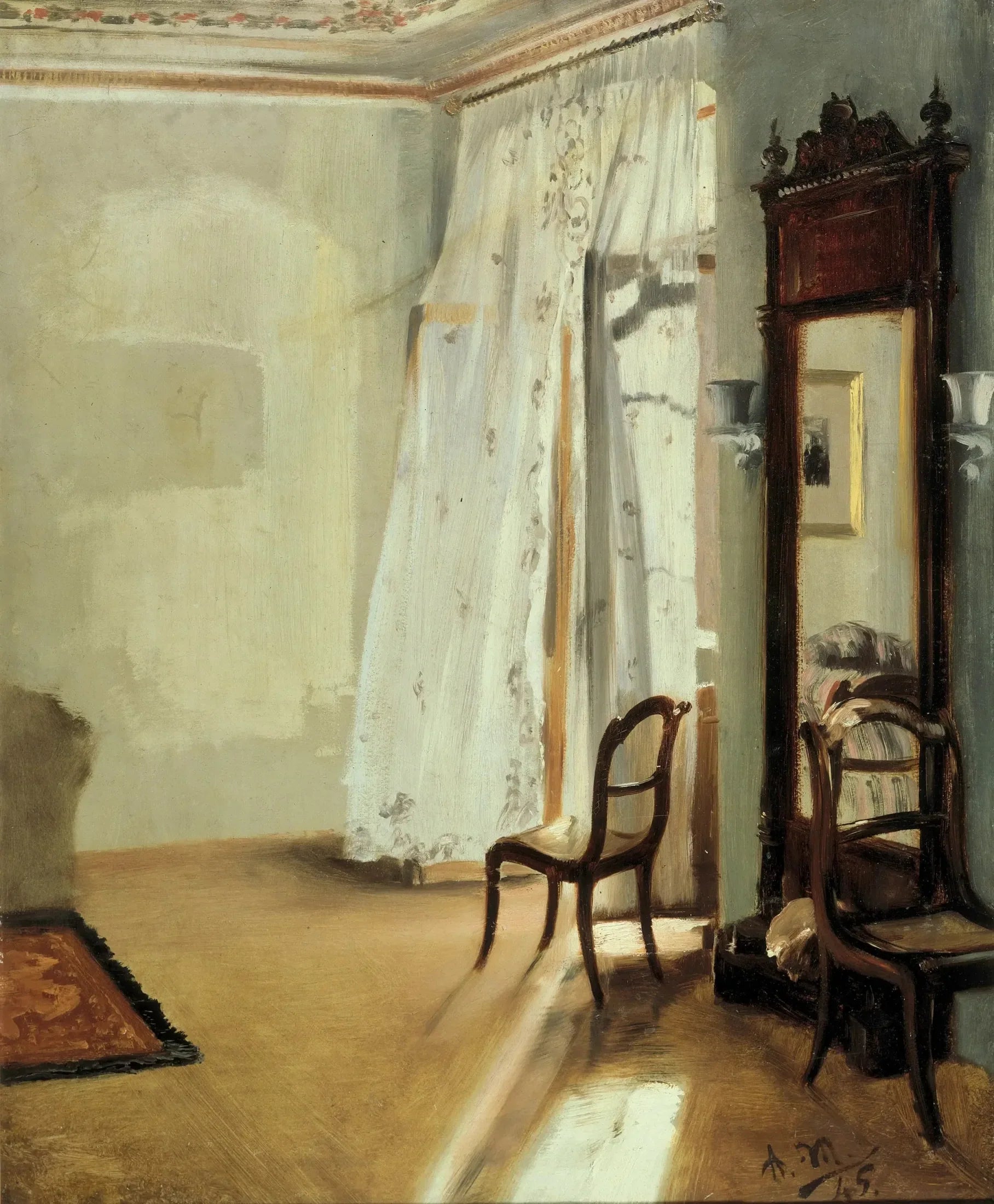 Intérieur d'une chambre avec balcon - Adolph von Menzel image 1 tableau peint à l’huile sur toile