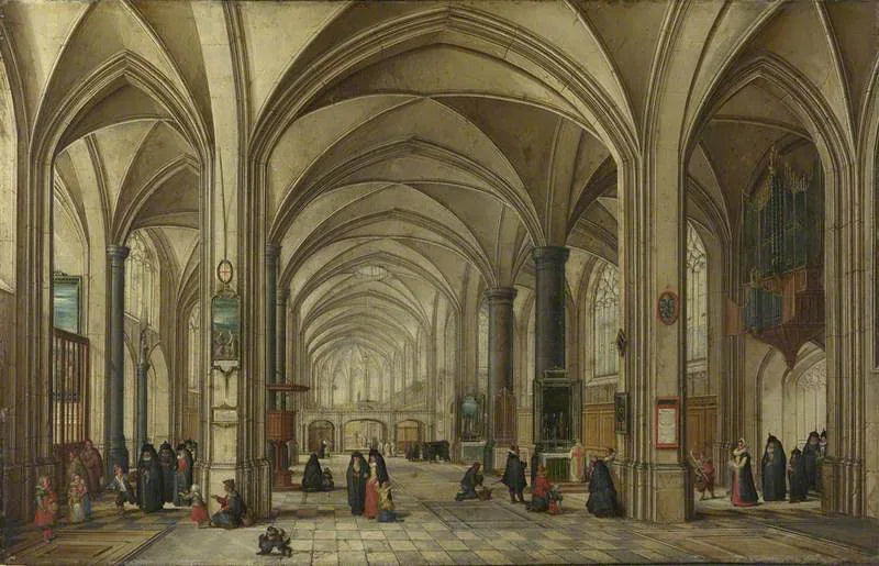 Intérieur d'une église gothique, vue vers l'est - Jan Brueghel l'Ancien image 1 copie peinte à la main à l’huile