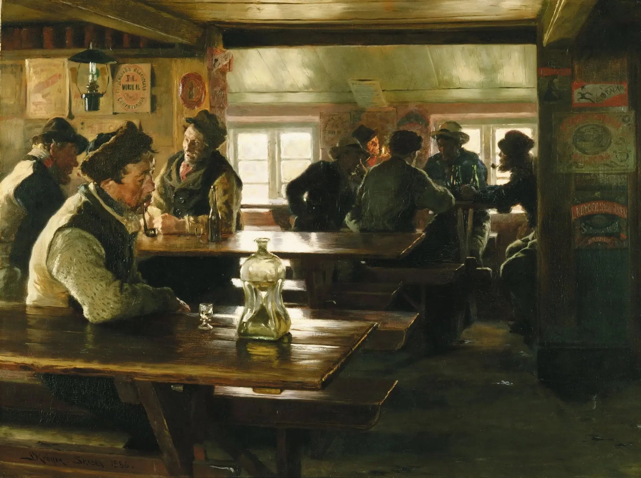 Intérieur d'une taverne - Peder Severin Krøyer image 1 copie de tableau peinte à la main