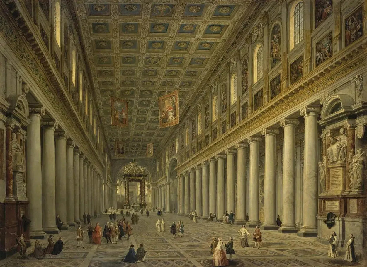 Intérieur de la basilique Sainte-Marie-Majeure (Santa Maria Maggiore) à Rome - Giovanni Paolo Panini image 1 copie de tableau peinte à la main