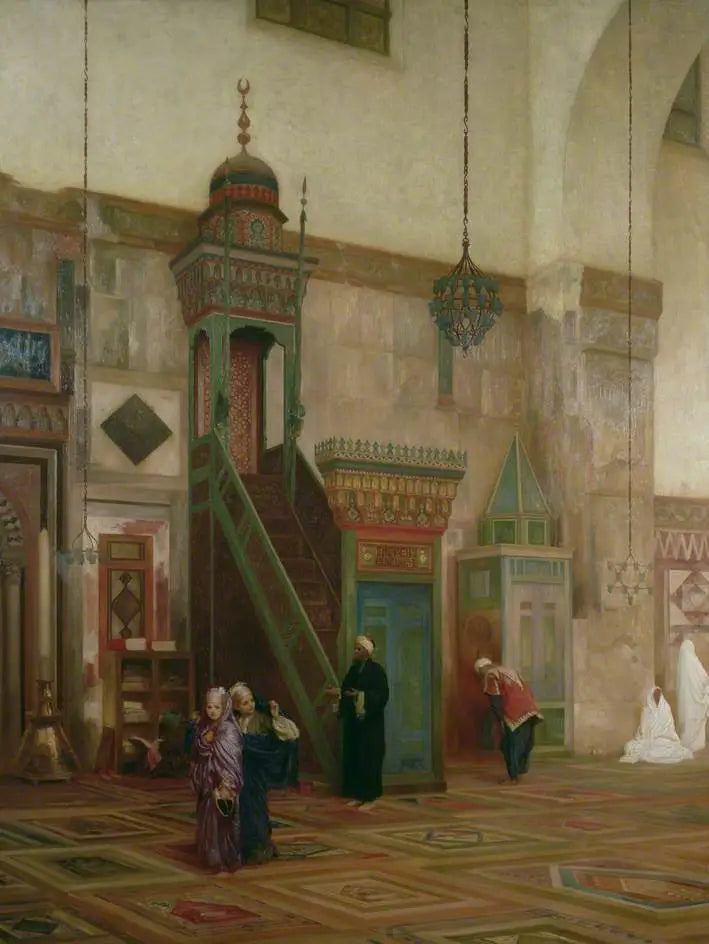 Intérieur de la Grande Mosquée de Damas - Frederic Leighton image 1 reproduction de peinture à l’huile