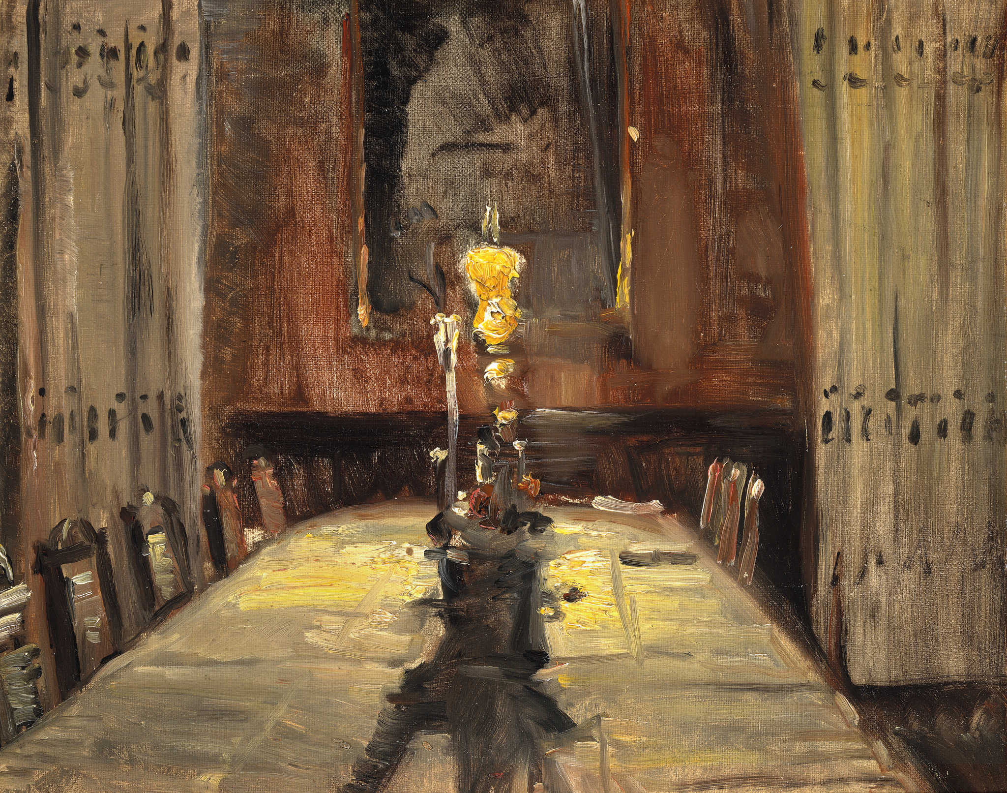 Intérieur de la salle à manger de l'hôtel Brøndum à Skagen. - Michael Peter Ancher image 1 copie de tableau peinte à la main