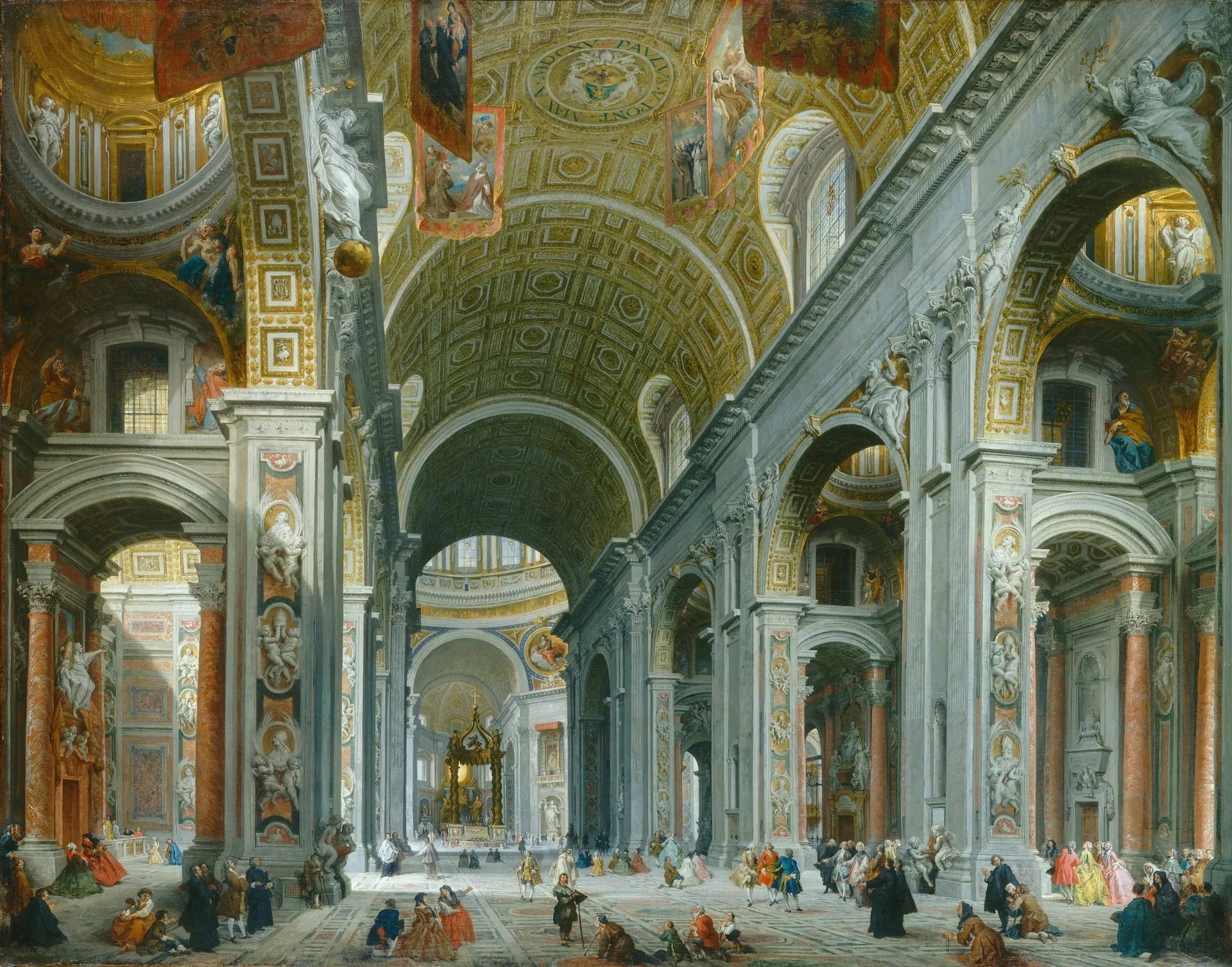 Intérieur de Saint-Pierre, Rome - Giovanni Paolo Panini image 1 copie de tableau peinte à la main