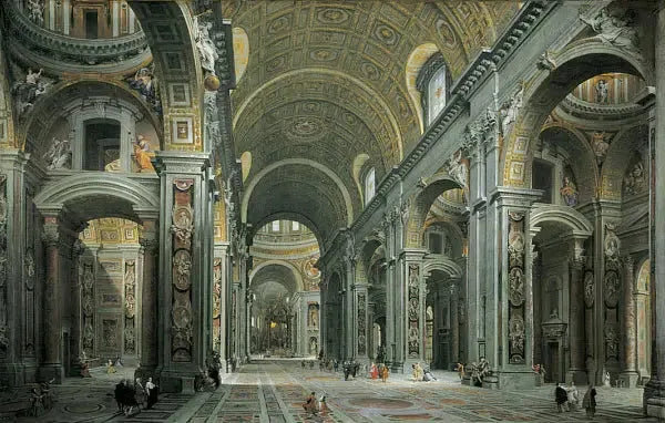 Intérieur de Saint-Pierre, Rome - Giovanni Paolo Panini image 1 copie peinte à la main à l’huile