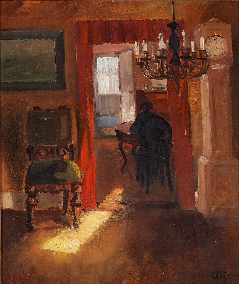 Intérieur de Skagen avec un rayon de soleil sur le sol. - Anna Ancher