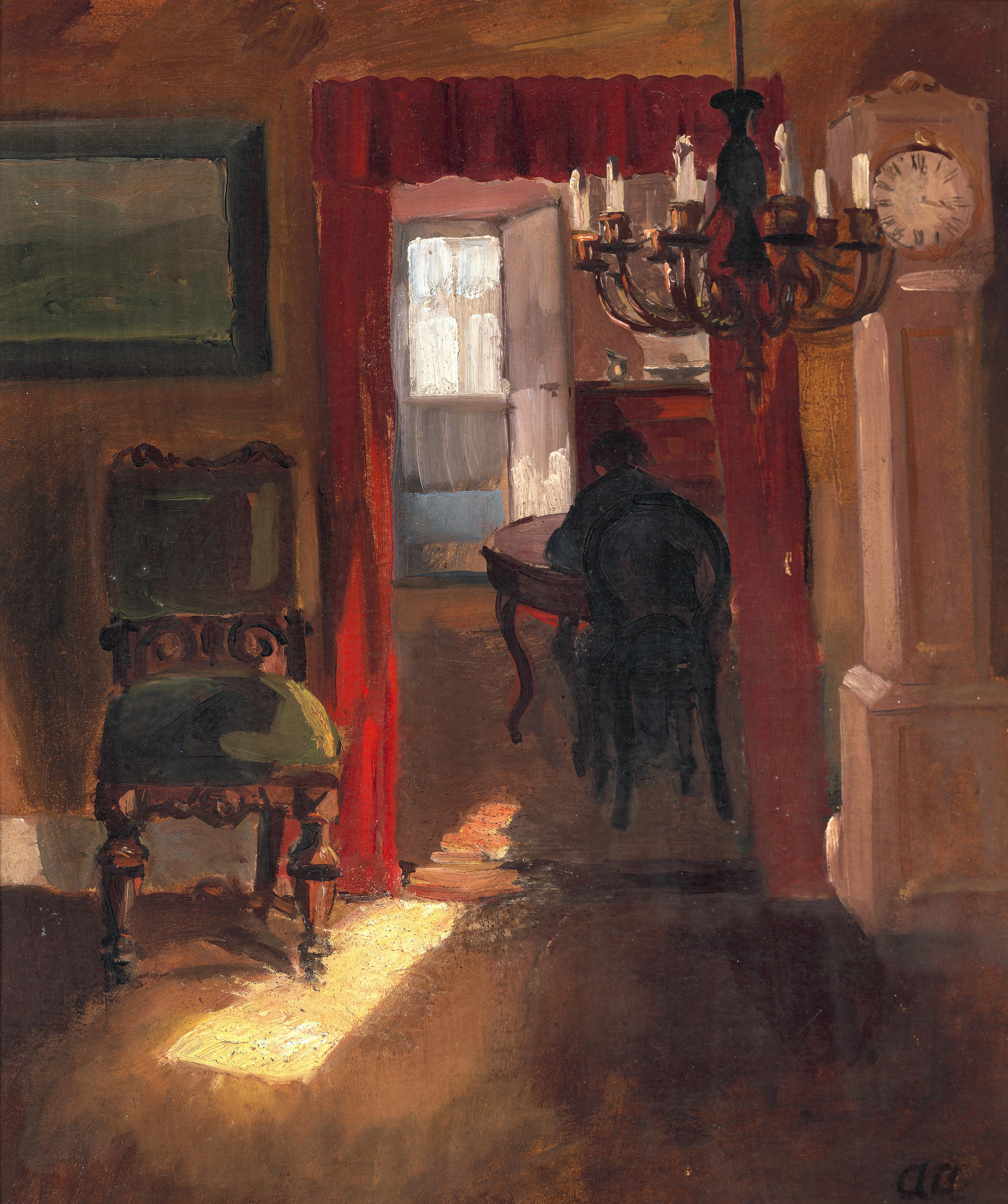 Intérieur de Skagen avec une bande lumineuse au sol - Anna Ancher image 1 reproduction artisanale de tableau