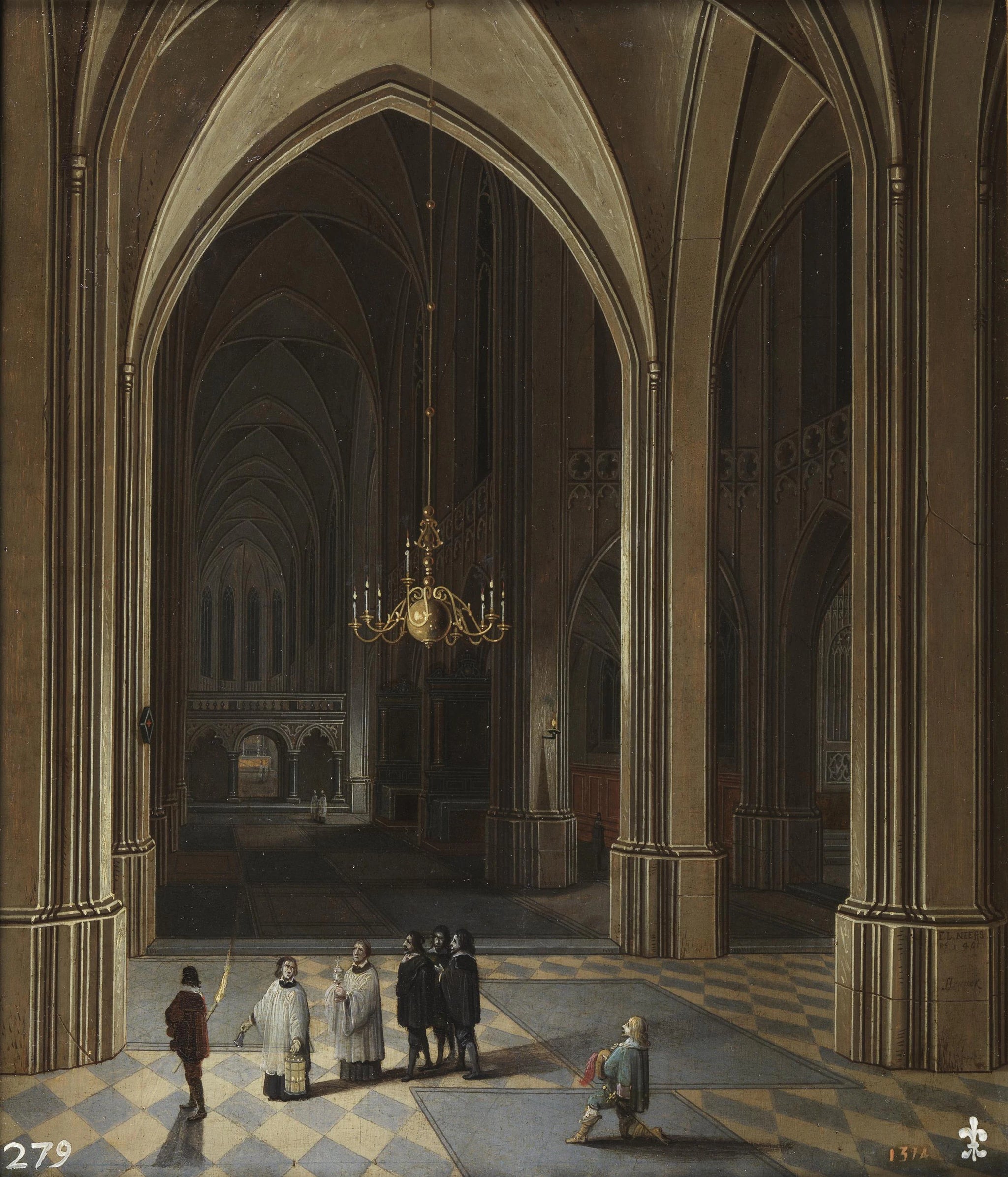 Intérieur d'une église, le Viatique - Lodewijck Neeffs|Frans Francken III