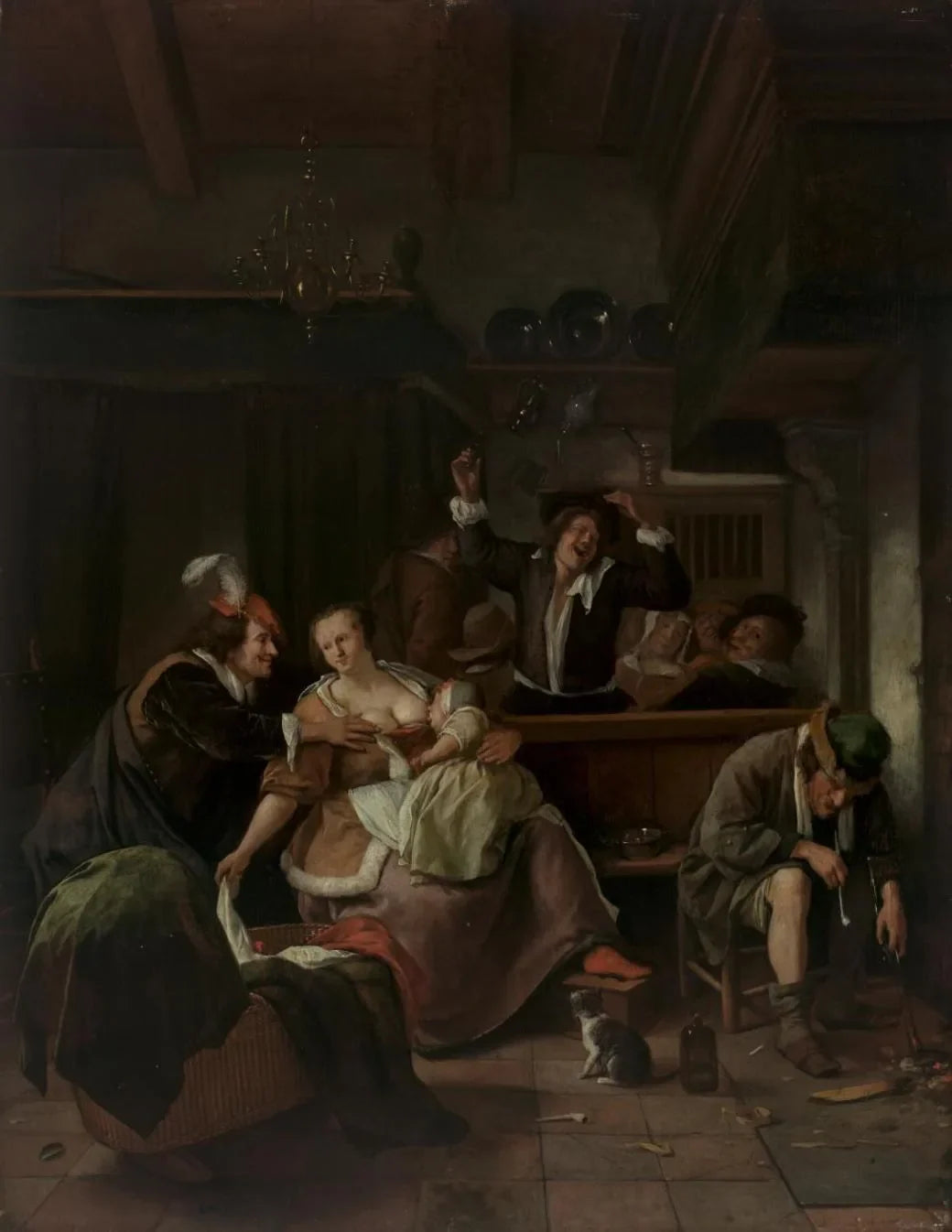 Intérieur - Jan Steen image 1 copie de tableau peinte à la main