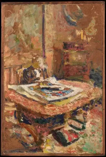 Intérieur, madame Vuillard assise devant une table - Édouard Vuillard