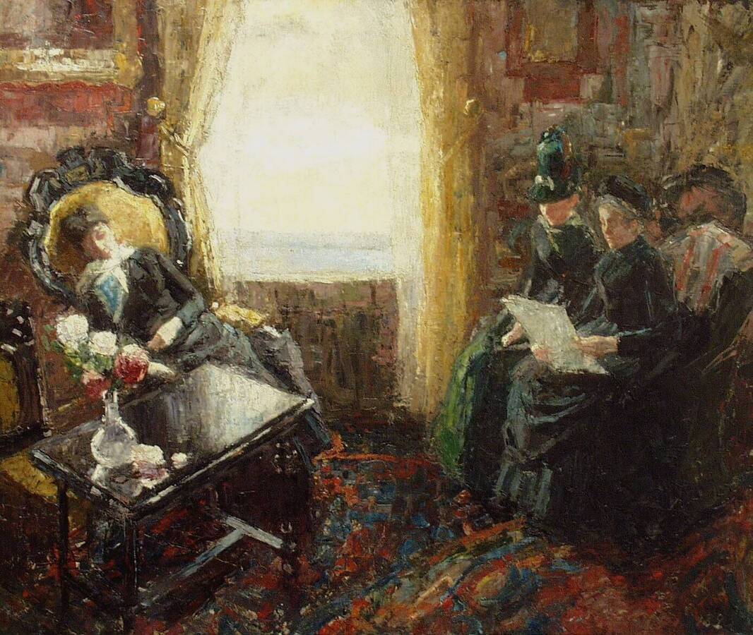 Interieur met drie vrouwen - Jan Toorop image 1 copie peinte à la main à l’huile
