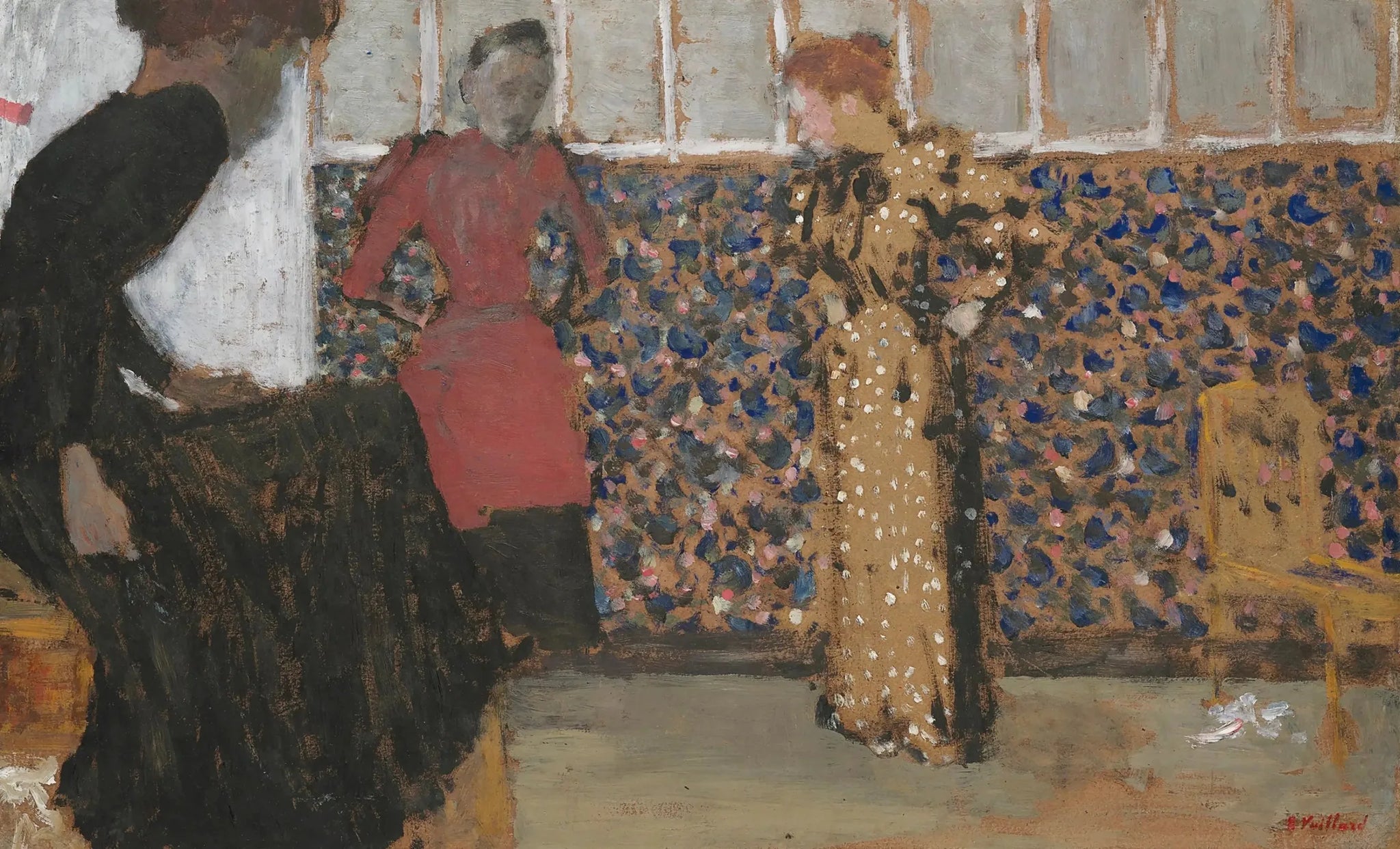 Intérieur, trois femmes en conversation - Édouard Vuillard image 1 copie peinte à la main à l’huile