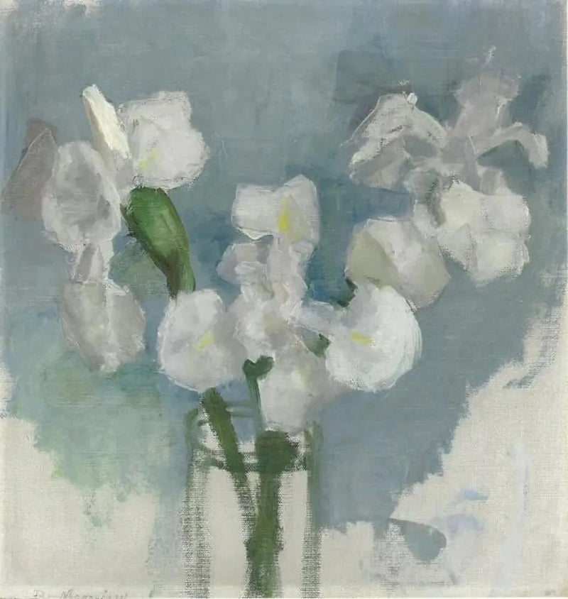 Iris blancs sur fond bleu clair I - Piet Mondrian