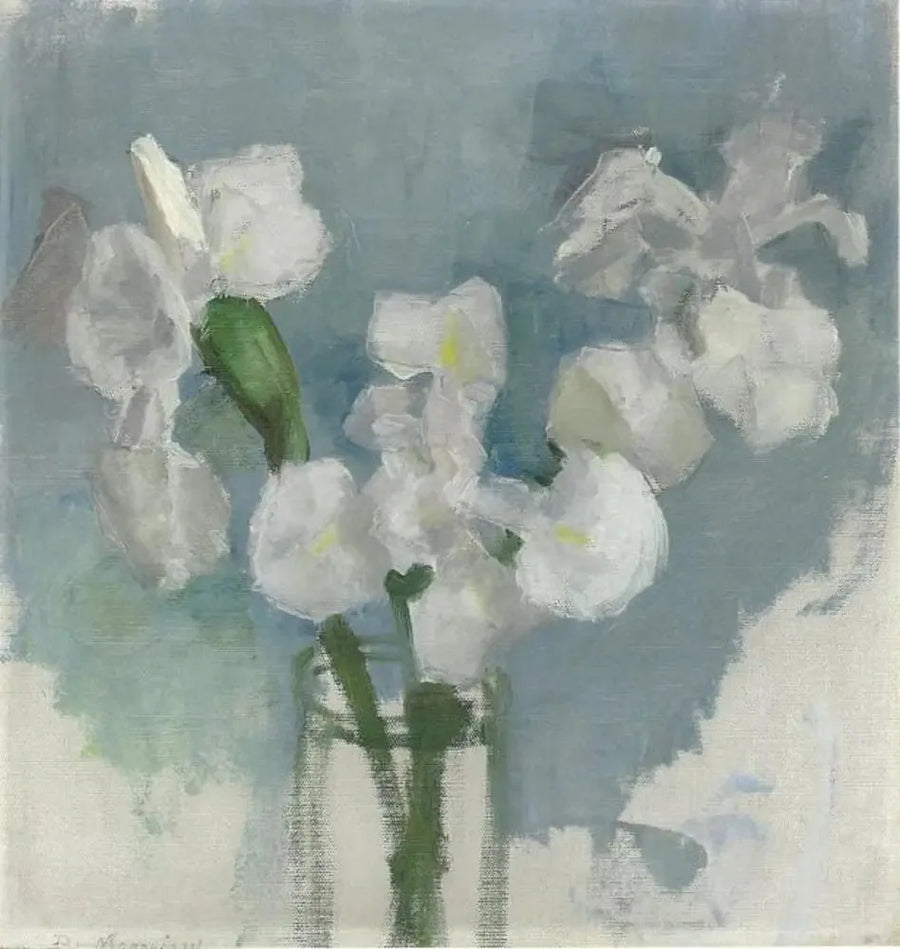 Iris blancs sur fond bleu clair I - Piet Mondrian