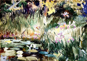 Iris et lys - Frank Weston Benson image 1 reproduction artisanale de tableau