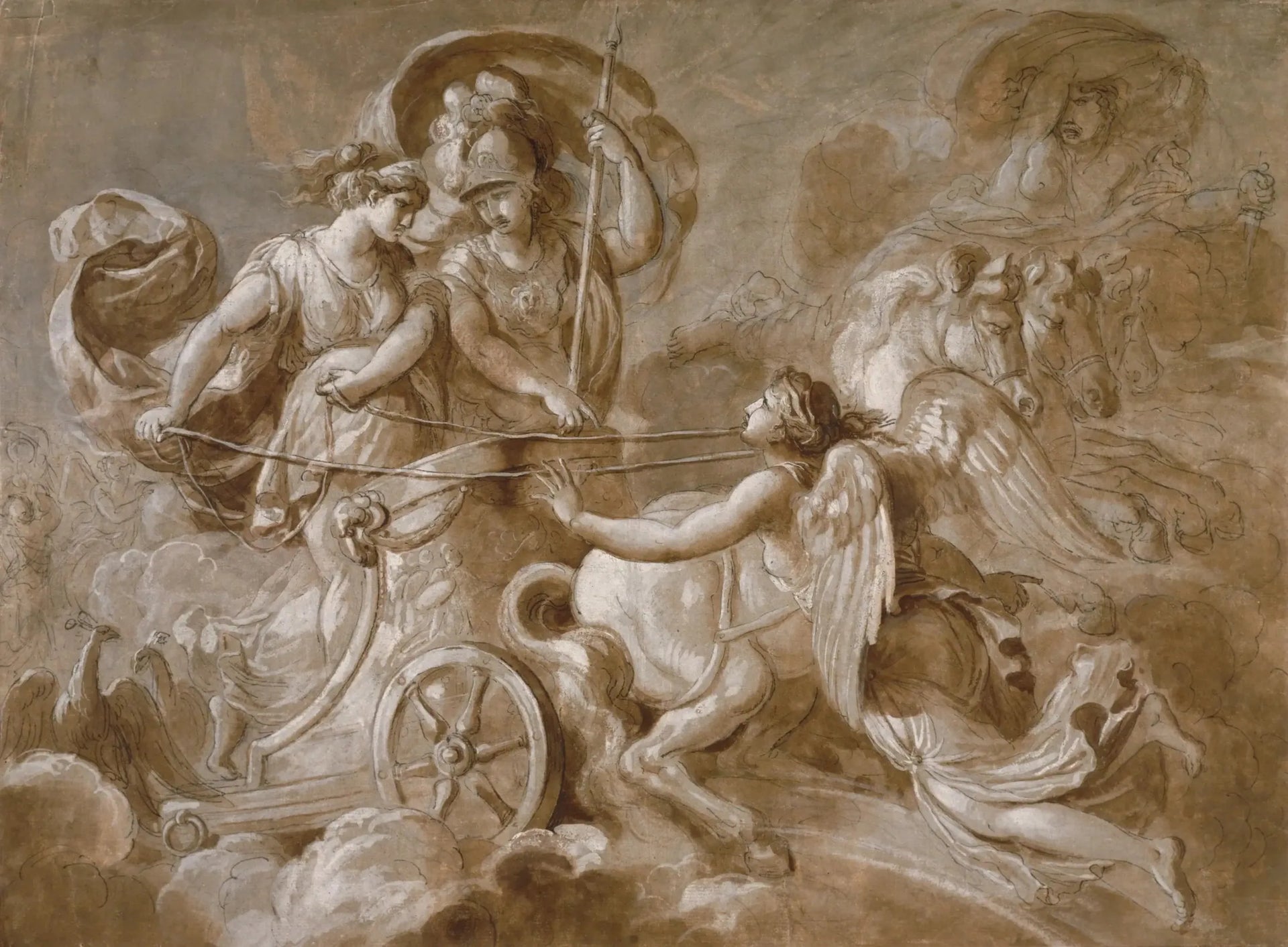 Iris s'approchant d'Athéna et d'Héra - Louis Jean François Lagrenée image 1 tableau peint à l’huile sur toile