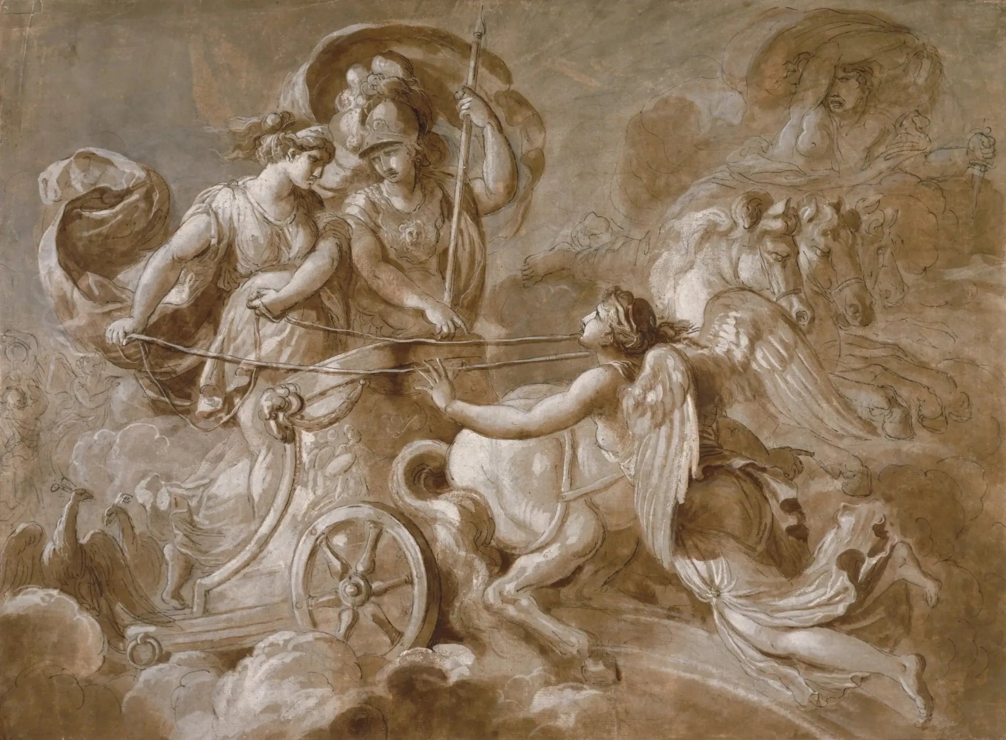 Iris s'approchant d'Athéna et d'Héra - Louis Jean François Lagrenée image 1 tableau peint à l’huile sur toile